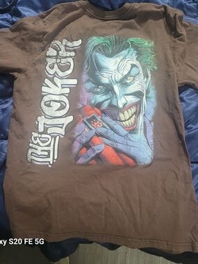 Brown Graphic T‑Shirt with Joker Illustration